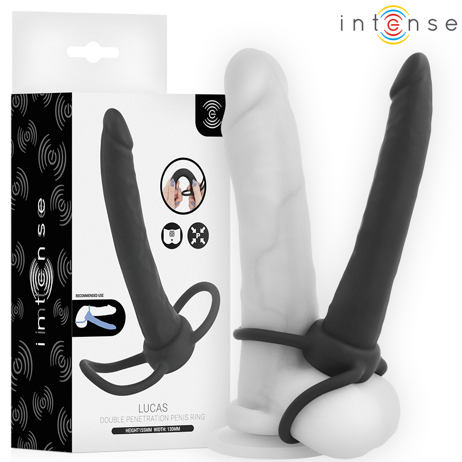 INTENSE- LUCAS ANAL DILDO WITH COCK AND TESTICLE RING SILICONE