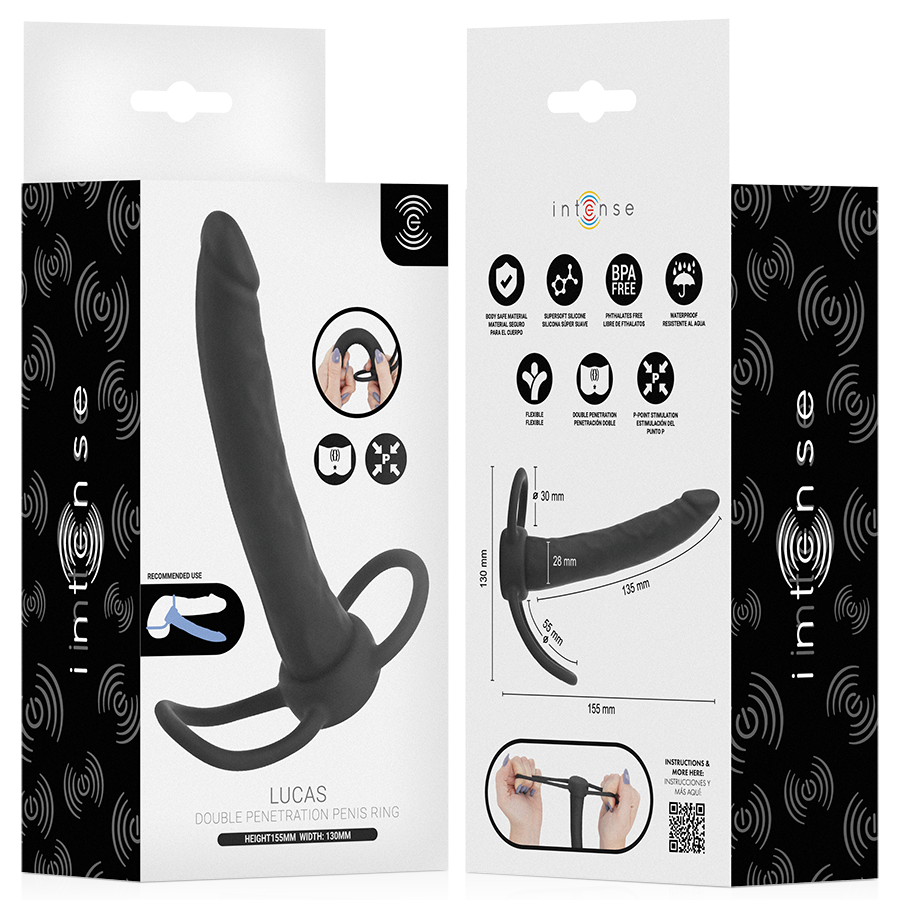 INTENSE- LUCAS ANAL DILDO WITH COCK AND TESTICLE RING SILICONE