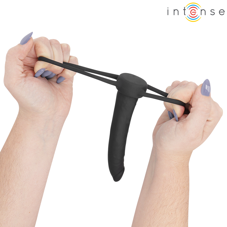 INTENSE- LUCAS ANAL DILDO WITH COCK AND TESTICLE RING SILICONE