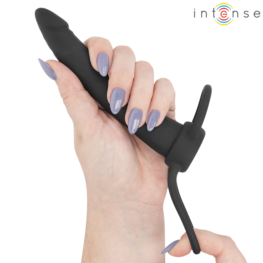 INTENSE- LUCAS ANAL DILDO WITH COCK AND TESTICLE RING SILICONE