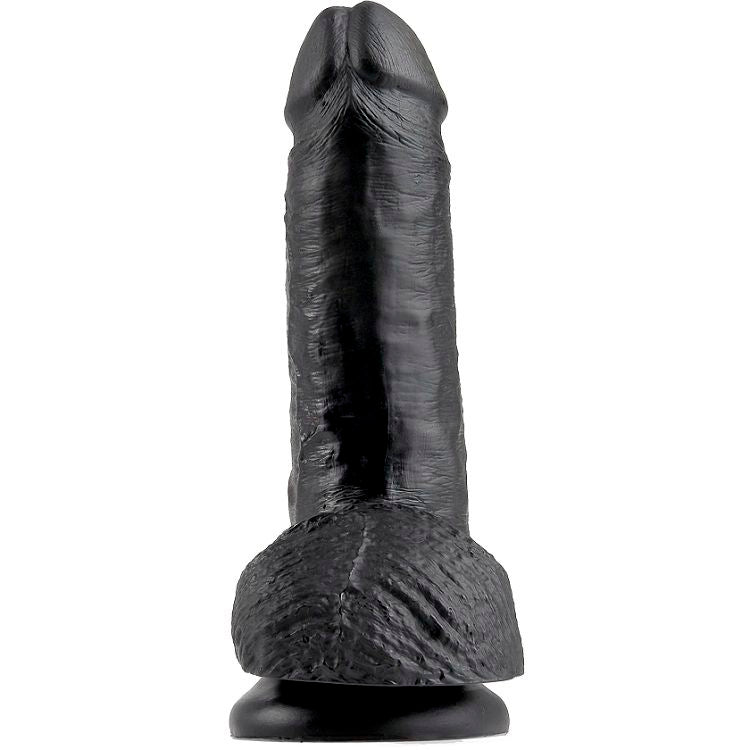 KING COCK - DILDO PRETO COM BOLAS 17,8 CM
