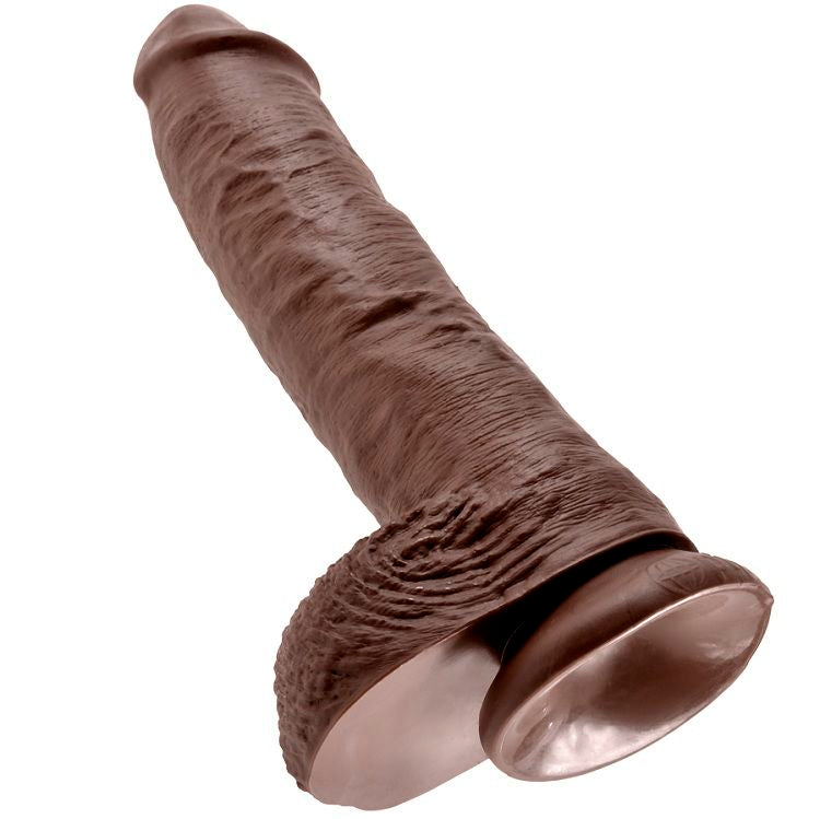 KING COCK - DILDO CASTANHO DE 10 POLEGADAS COM BOLAS 25,4 CM