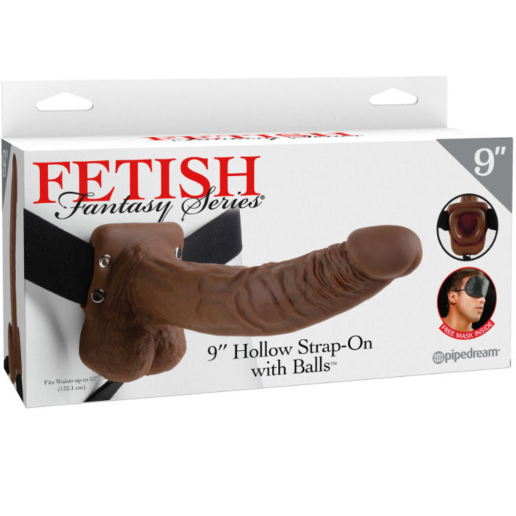 SÉRIE FETISH FANTASY - SÉRIE 9 STRAP-ON OCO COM BOLAS 22,9CM CASTANHO