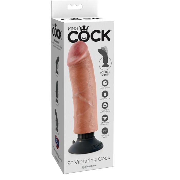 KING COCK - PENE VIBRADOR DE 20,32 CM CARNE