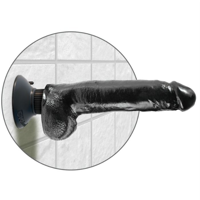 KING COCK - PENE VIBRADOR DE 23 CM CON BOLAS NEGRO