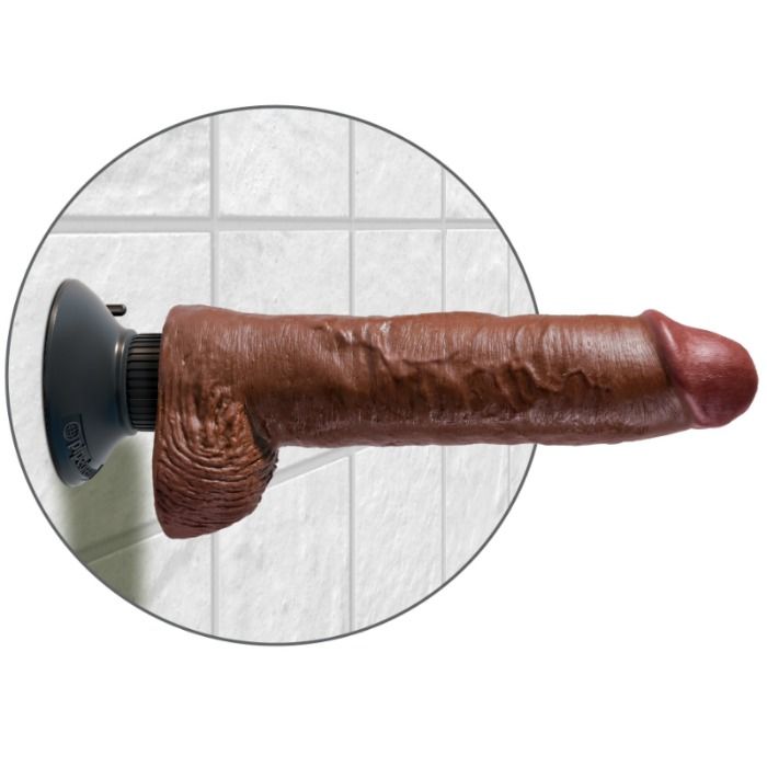 KING COCK - PENE VIBRADOR DE 25,5 CM CON BOLAS MARRONES