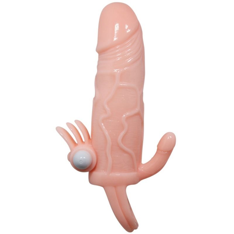 BAILE - BRAVE MAN FUNDA PARA PENE CON ESTIMULACIÓN DE CLÍTORIS Y ANAL CARNE 16,5 CM