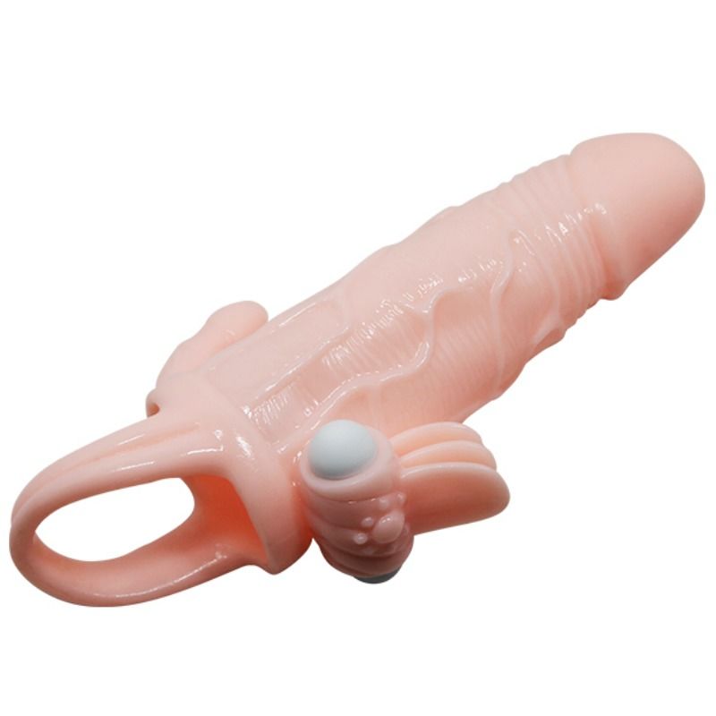 BAILE - BRAVE MAN FUNDA PARA PENE CON ESTIMULACIÓN DE CLÍTORIS Y ANAL CARNE 16,5 CM