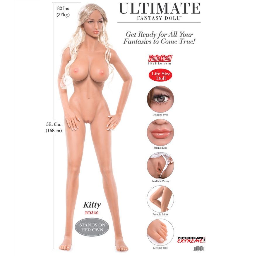 JUGUETES EXTREMOS - PIPEDREAM MUÑECAS DE FANTASÍA DEFINITIVA KITTY 168 CM