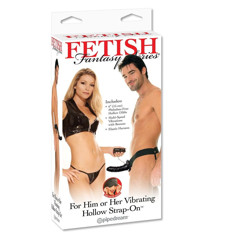 SÉRIE FETICHE DE FANTASIA - VIBRATÓRIO DE STRAP-ON OCO PARA ELA OU PARA ELE PRETO