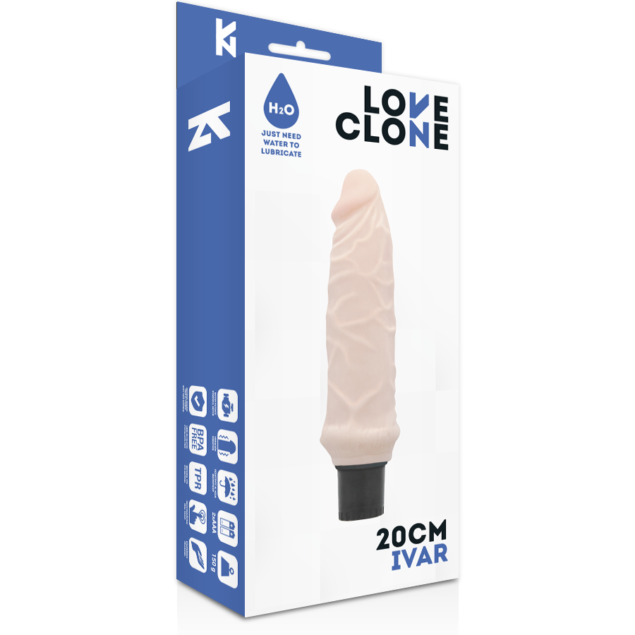LOVECLONE - VIBRADOR AUTOLUBRICANTE IVAR 20 CM -O- 3.7 CM