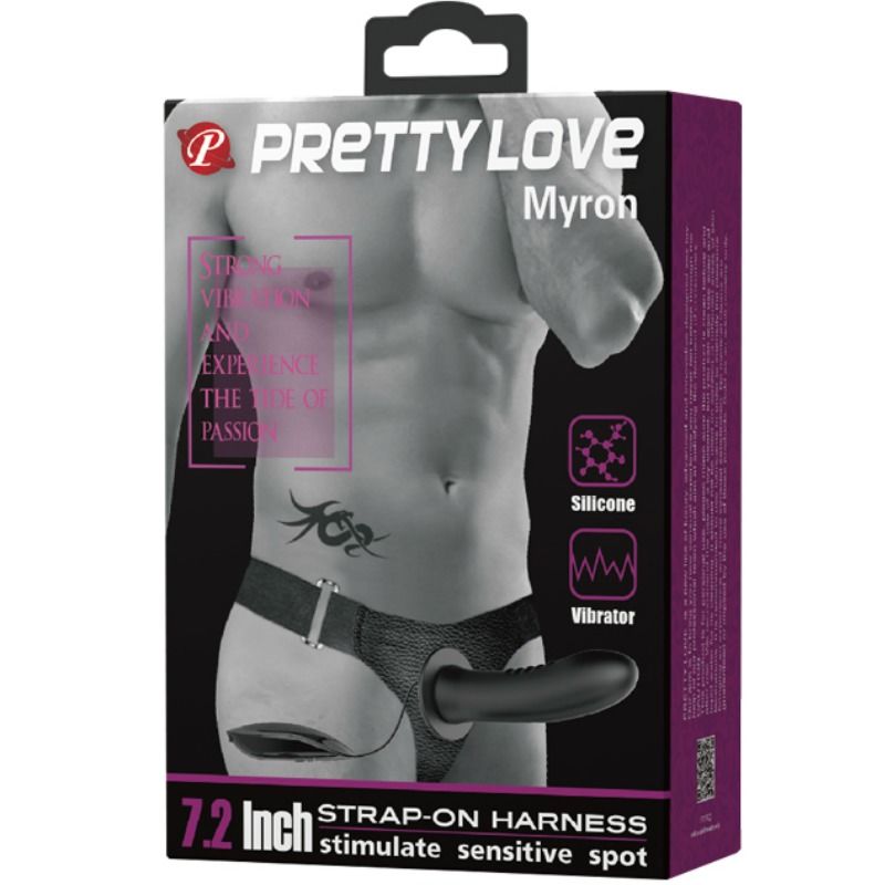 PRETTY LOVE - MYRON STRAP-ON COM VIBRAÇÃO E DILDO OCO