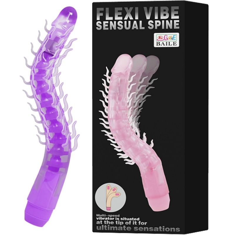 BAILE - FLEXI VIBE SENSUAL SPINE DILDO VIBRATÓRIO DOBRÁVEL LILÁS 23,5 CM