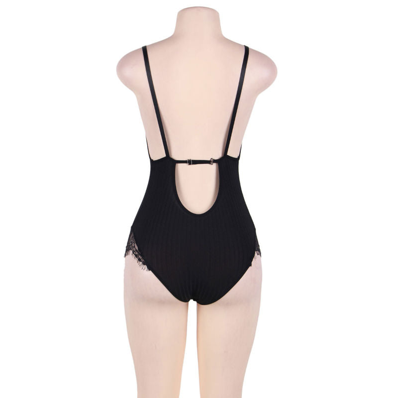 SUBBLIME - QUEEN PLUS TEDDY COM CORES TRANSPARENTES E FRANJAS PRETO