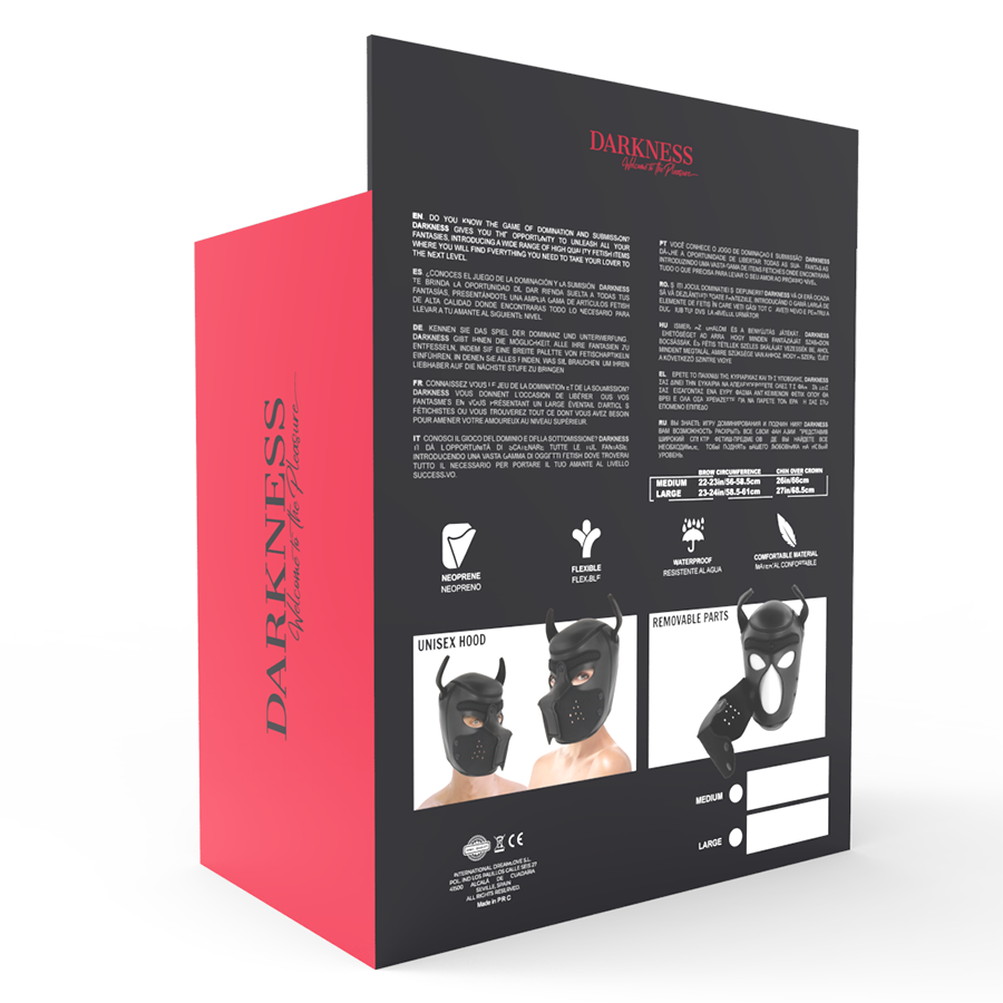 Escuridão - Máscara de Neoprene para Cães com Focinheira Removível M