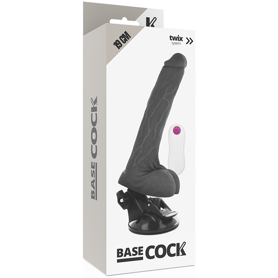 BASECOCK - VIBRADOR REALISTA COM CONTROLO REMOTO PRETO 19 CM -O- 4 CM