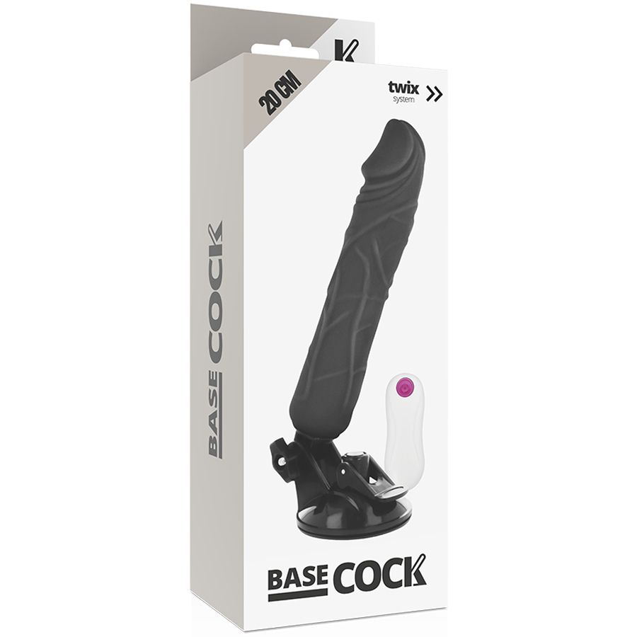 BASECOCK - VIBRADOR REALISTA COM CONTROLO REMOTO PRETO 20 CM -O- 4 CM