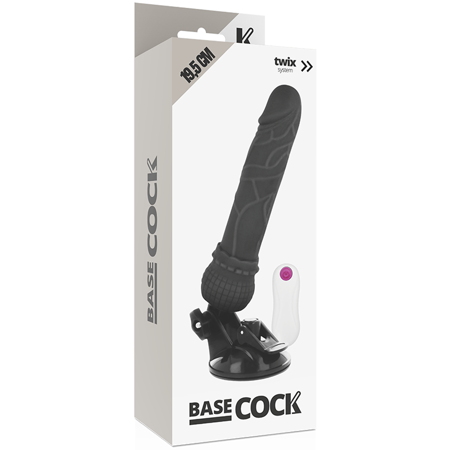 BASECOCK - VIBRADOR REALISTA COM CONTROLO REMOTO PRETO 19,5 CM -O- 4 CM