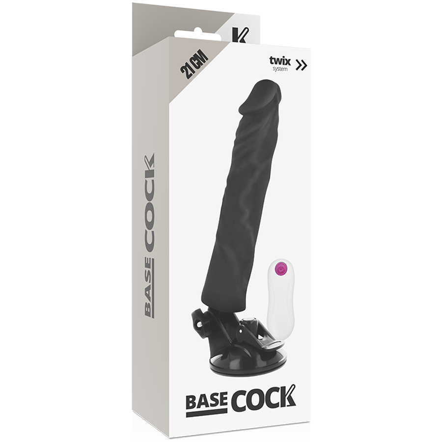 BASECOCK - VIBRADOR REALISTA COM CONTROLO REMOTO PRETO 21 CM -O- 4 CM