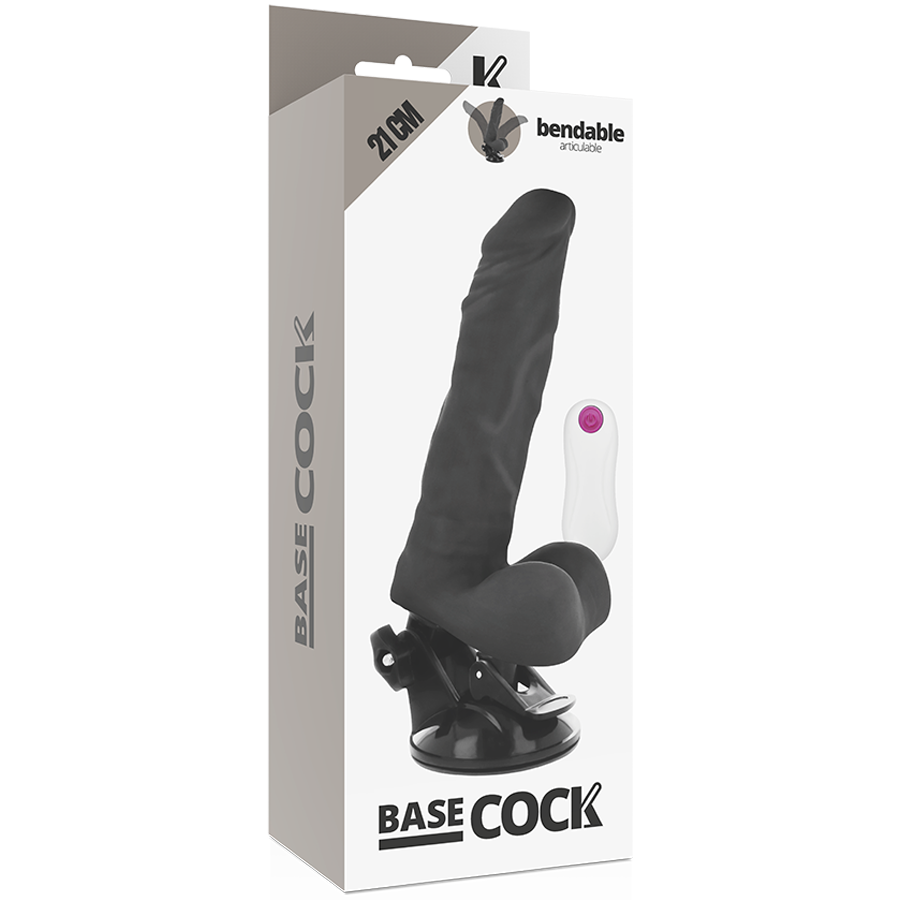 BASECOCK - VIBRADOR ARTICULABLE MANDO REMOTO NEGRO 21 CM -O- 5 CM