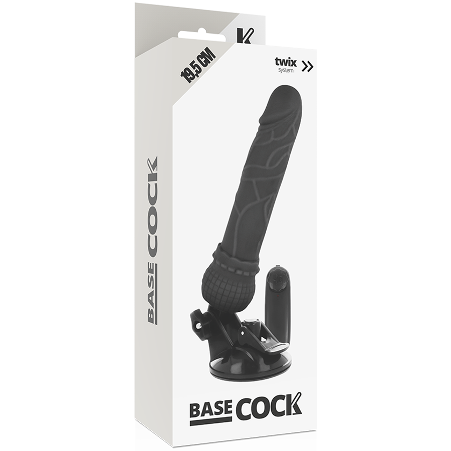 BASECOCK - VIBRADOR REALISTA COM CONTROLO REMOTO PRETO 19,5 CM -O- 4 CM