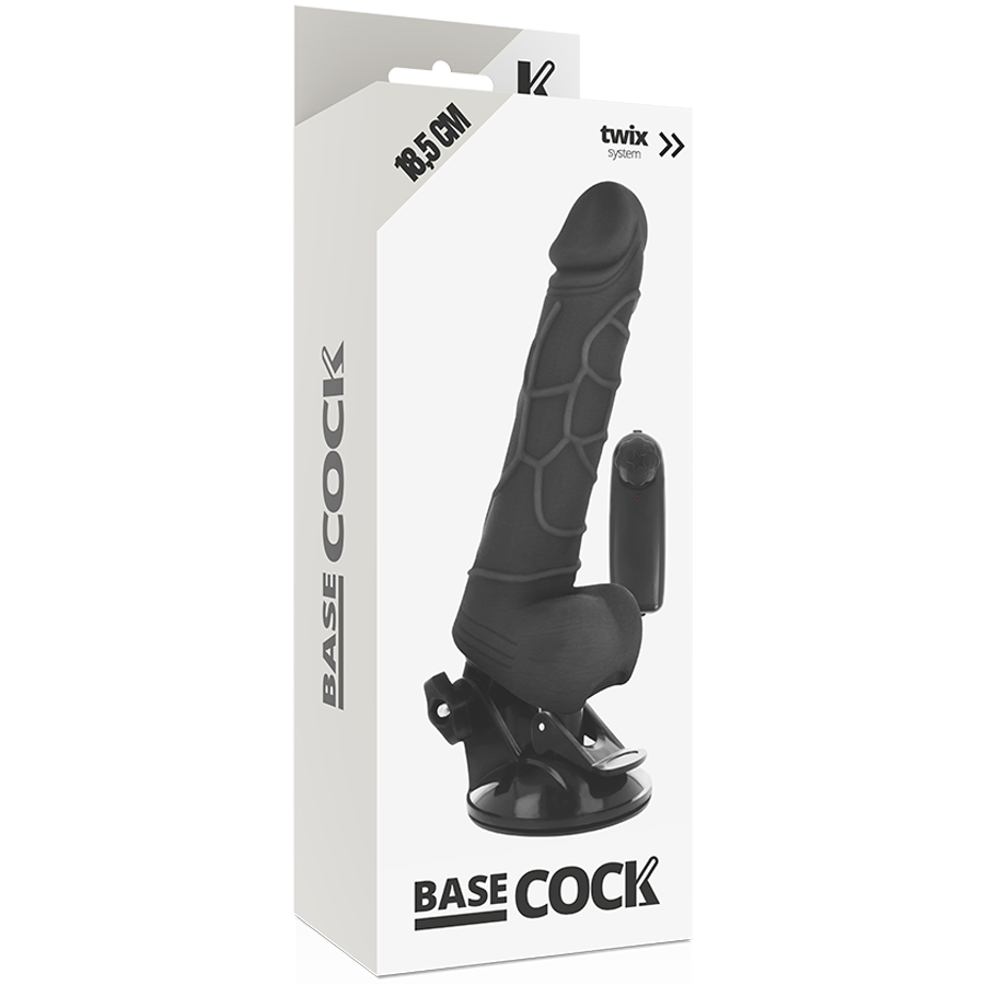 BASECOCK - VIBRADOR REALISTA COM CONTROLO REMOTO PRETO 18,5 CM -O- 4CM