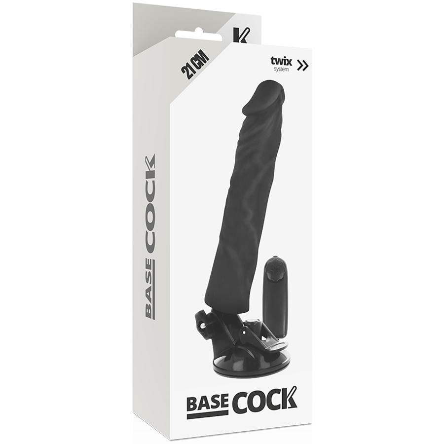 BASECOCK - VIBRADOR REALISTA COM CONTROLO REMOTO PRETO 21 CM -O- 4 CM