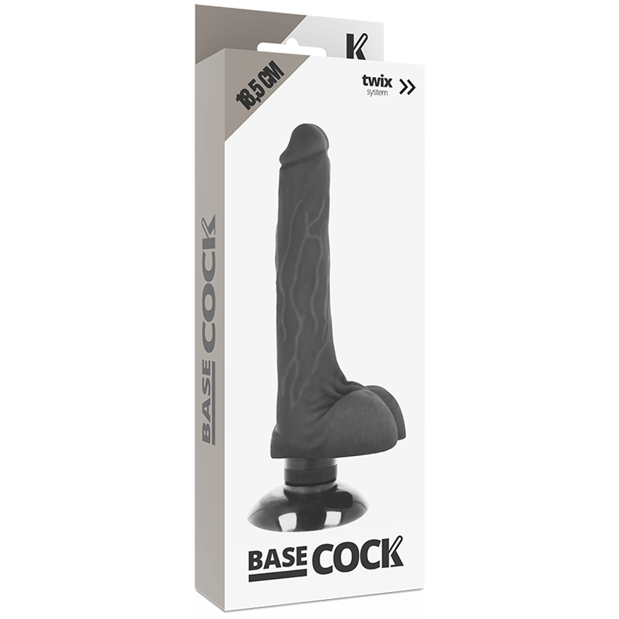 BASECOCK - VIBRADOR REALISTA 2-1 NEGRO 18,5 CM -O- 4 CM