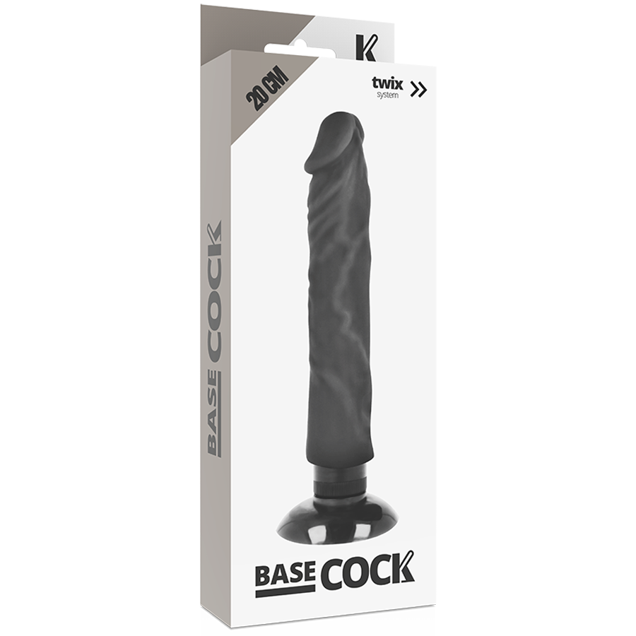 BASECOCK - VIBRADOR REALISTA 2-1 NEGRO 20 CM -O- 4 CM