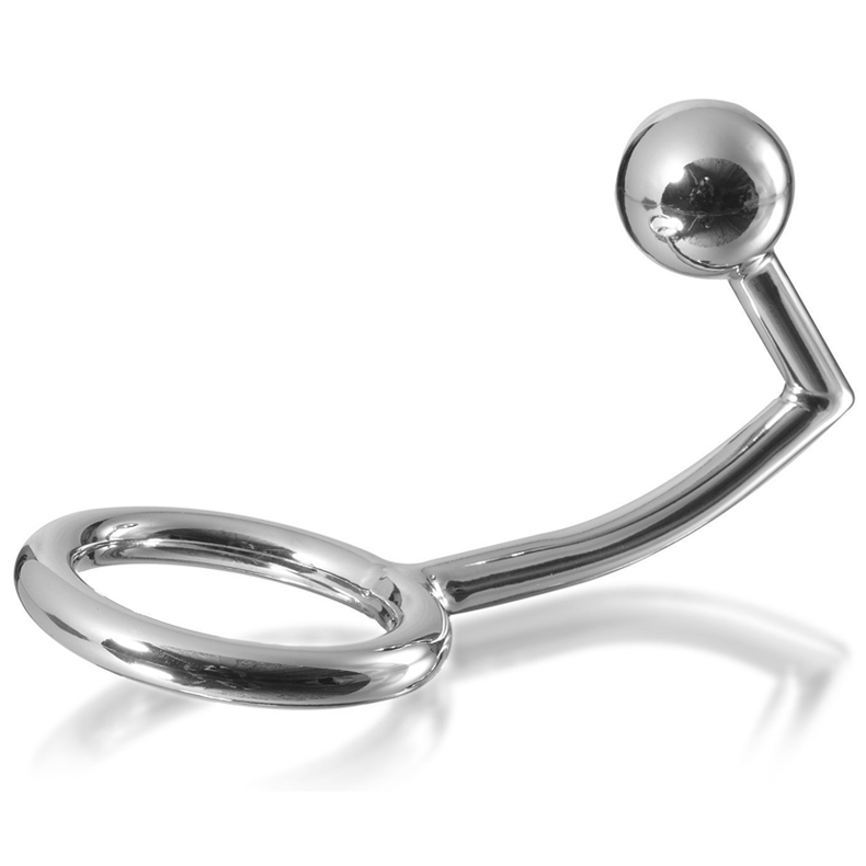 ANILLO PARA PENE DE METAL DURO CON GANCHO ANAL INTRUSO 40MM