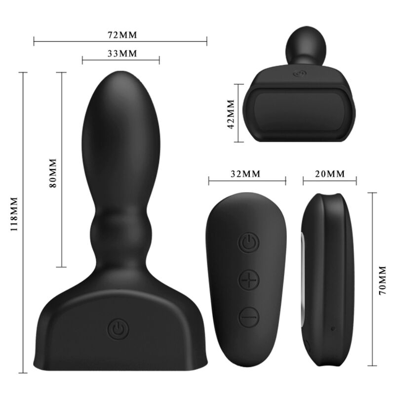 MR PLAY - PLUG ANAL INFLABLE NEGRO CON CONTROL REMOTO