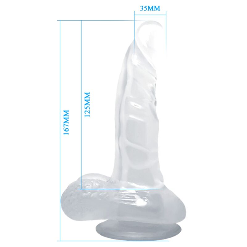 BAILE - DILDO REALISTA COM VENTOSA E TESTÍCULOS 16,7 CM TRANSPARENTE