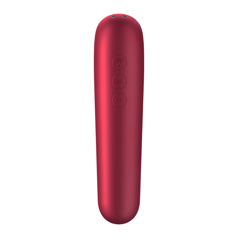 SATISFYER - VIBRADOR Y SUCCIONADOR DUAL LOVE CON AIRE PULSADO ROJO
