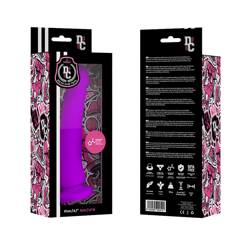 DELTA CLUB - BRINQUEDOS DILDO LILÁS DE SILICONE MÉDICO 17 CM -O- 3 CM
