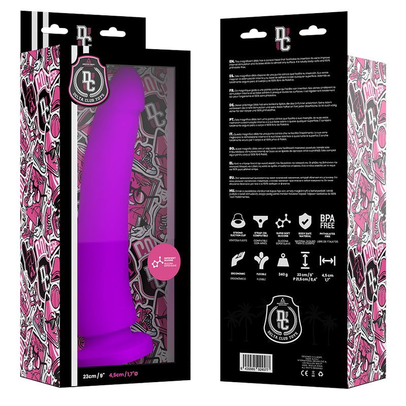 DELTA CLUB - BRINQUEDOS DILDO LILÁS DE SILICONE MÉDICO 23 CM -O- 4,5 CM