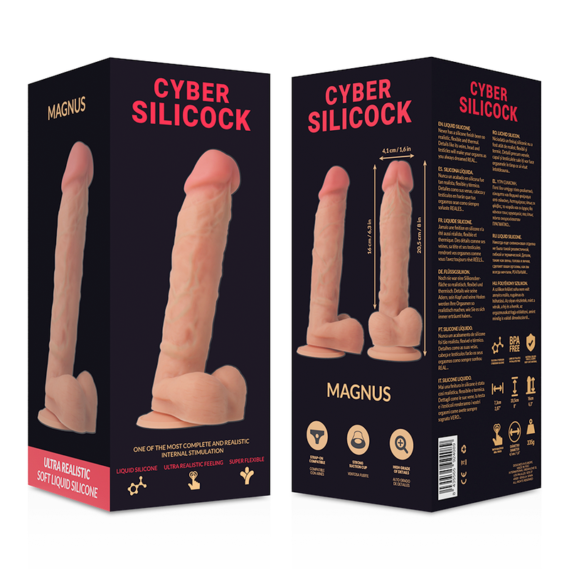 CYBER SILICOCK - PÊNIS DE SILICONE LÍQUIDO MACIO ULTRA REALISTA 20,5 CM -O- 4,1 CM