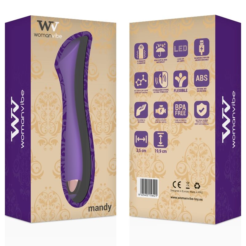 WOMANVIBE - VIBRADOR RECARGABLE DE SILICONA PUNTO "K" MANDY