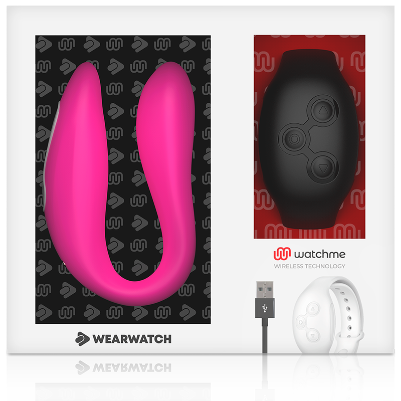 WEARWATCH - VIBRADOR DE TECNOLOGIA DUPLA WATCHME FÚCSIA/AZABACHE