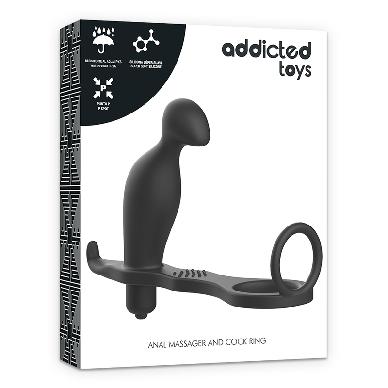 ADDICTED TOYS - PLUG ANAL CON ANILLO DE SILICONA NEGRO 12 CM